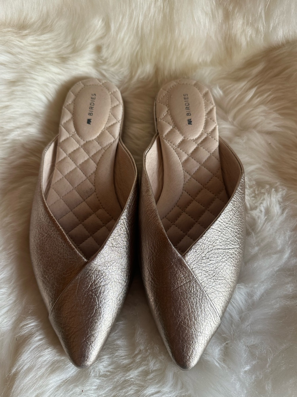 Birdies Metallic Rose Slip-On Mules